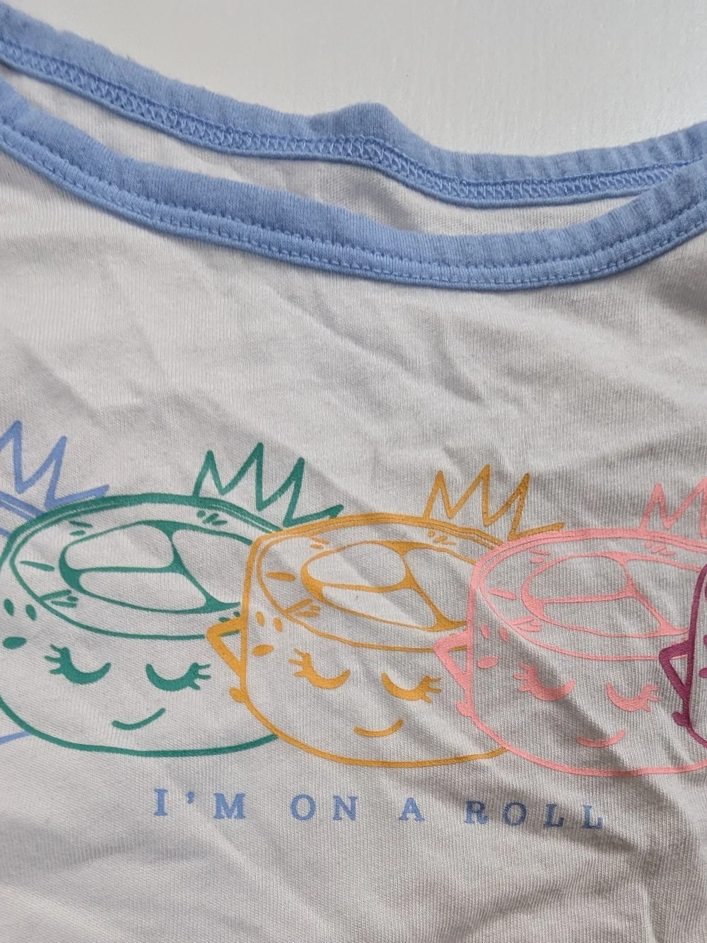 Justice White Long-Sleeve Tee with Pastel Rainbow Sushi Graphic